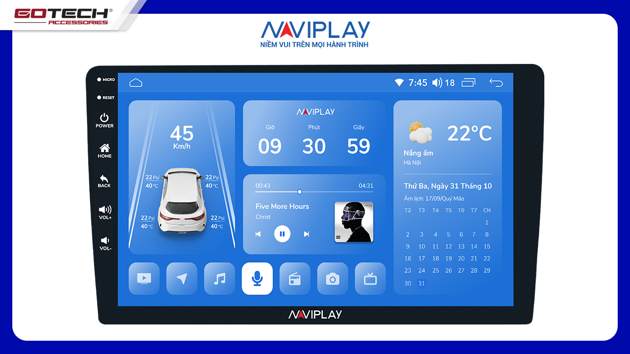 Giao diện màn hình ô tô thông minh NAVIPLAY N360 dễ dàng sử dụng